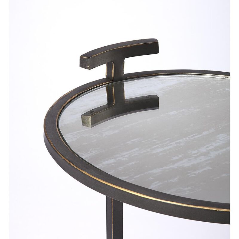 Butler Specialty Ciro Metal & Mirrored Side Table, Black image number 2
