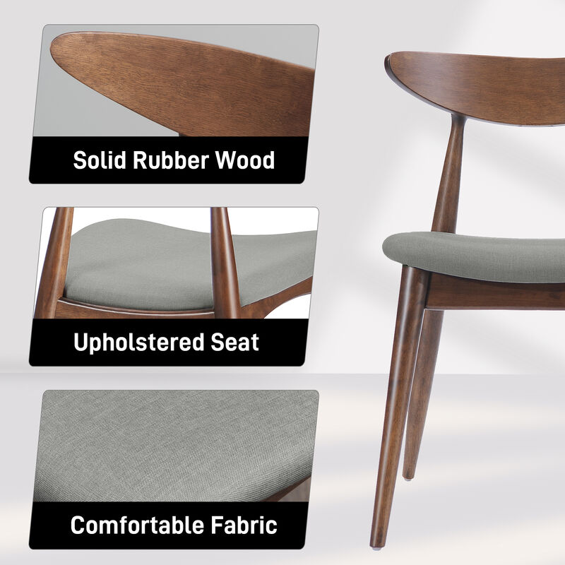 Merax 5-Piece Mid-Century Modern Dining Set - Solid Rubberwood Frame with Ergonomic Chairs image number 2