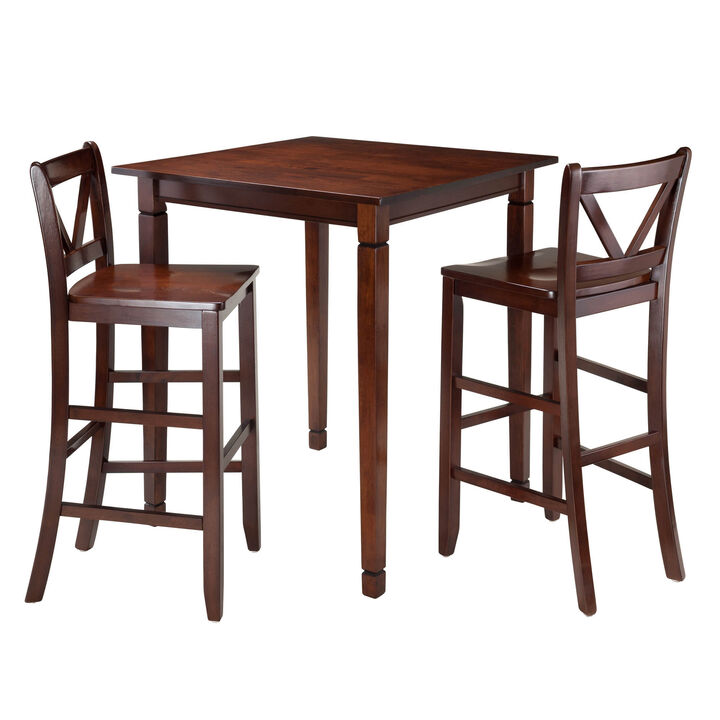 Winsome Kingsgate 3-Pc Dining Table with 2 Bar V-Back Chairs