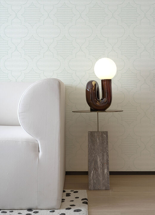 Ernest Turquoise Quilted Quatrefoil Wallpaper
