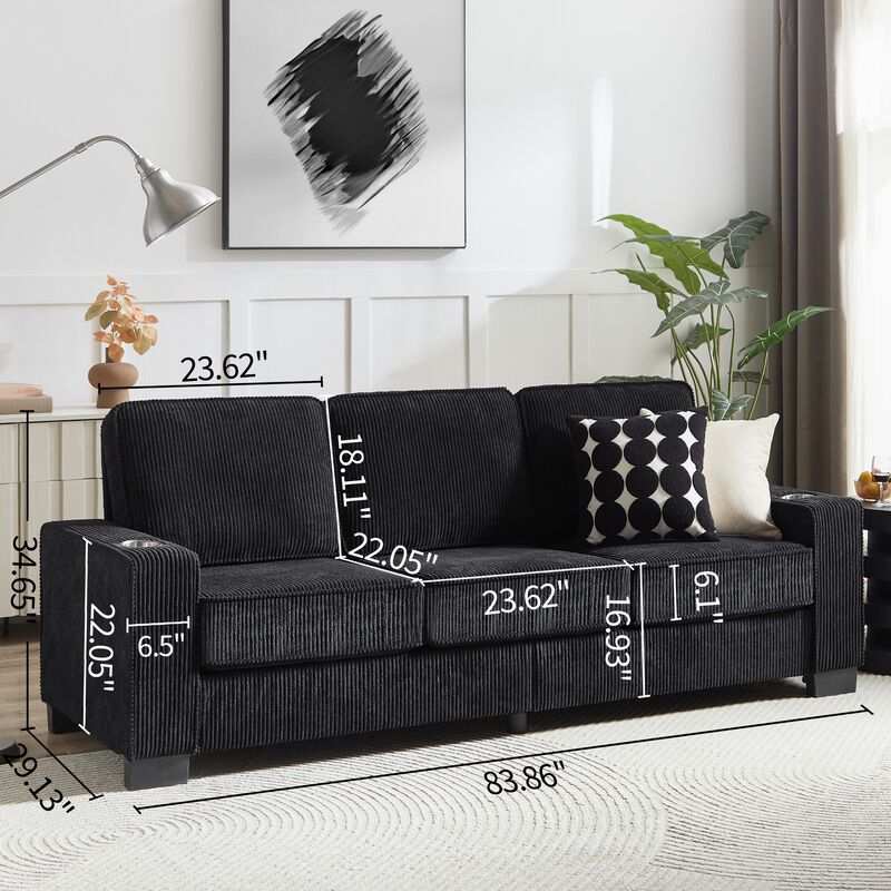 Crafre Corduroy 3‑Seater Sofa image number 9