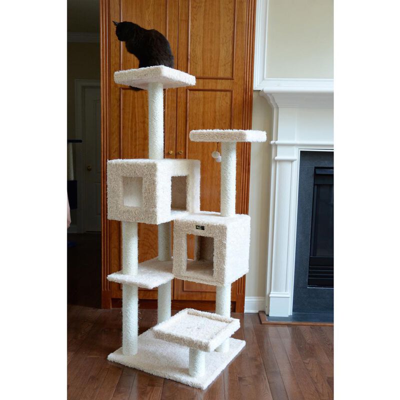 Armarkat Multi-Level Real Wood Cat Tree With Two Spacious Condos
