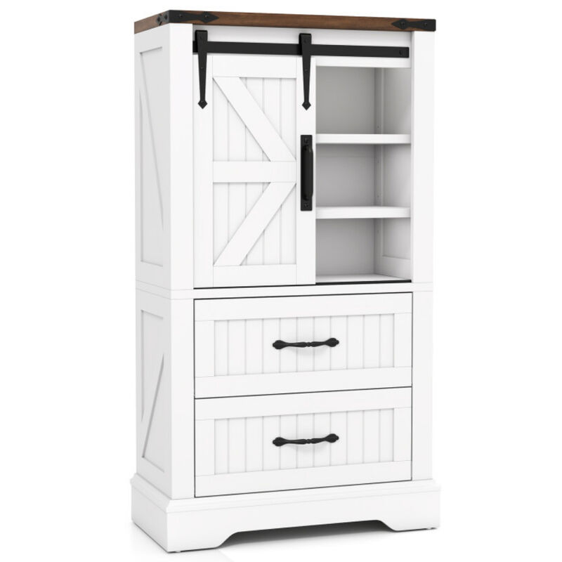 White Farmhouse Freestanding Bathroom Storage Cabinet with Shelves image number 0