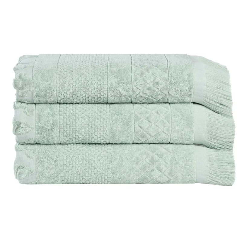 Absorbent Cotton Bath Towel Set of 3 with Geometric Jacquard Design image number 0