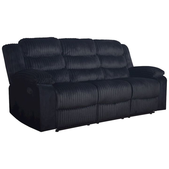 New Classic Furniture Willow Wood & Fabric Sofa with Dual Recliner in Black