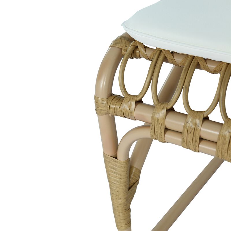 Merax Outdoor PE Wicker Dining Chairs with Washable Cushion Set of 2