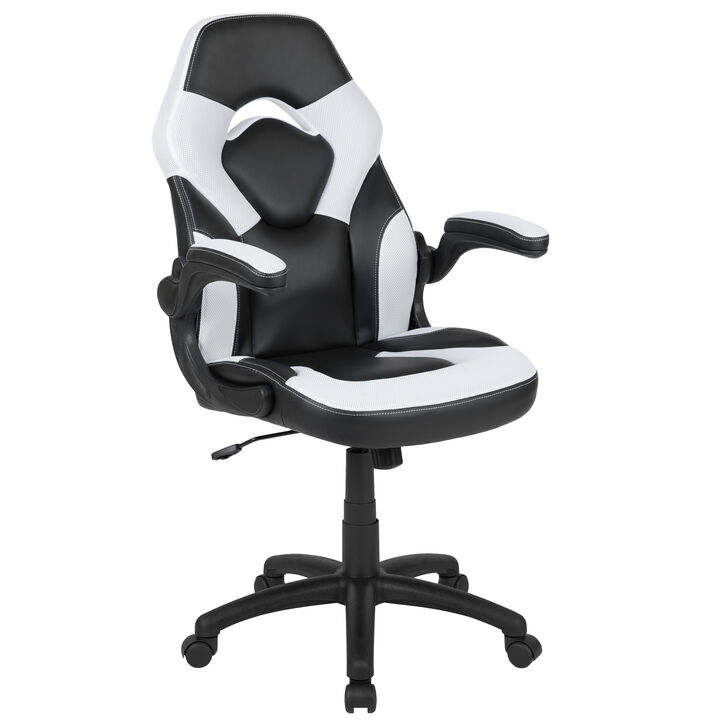 X10 Gaming Chair Racing Office Ergonomic Computer PC Adjustable Swivel Chair with Flip-up Arms, / LeatherSoft