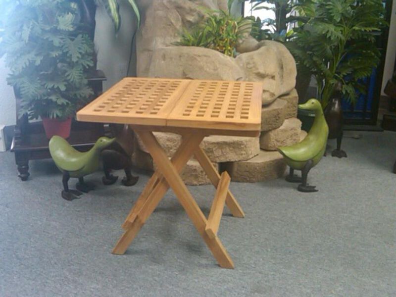 Teak Square Picnic Table (shown in open & close position)