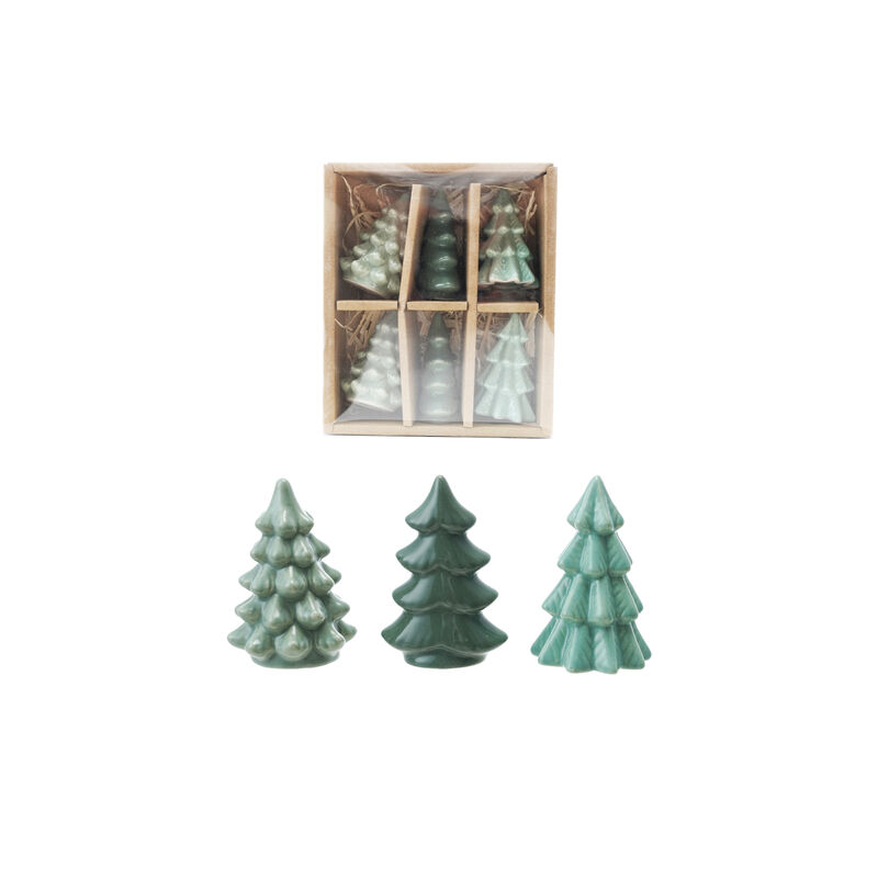 6-Piece Stoneware Trees, Green image number 0