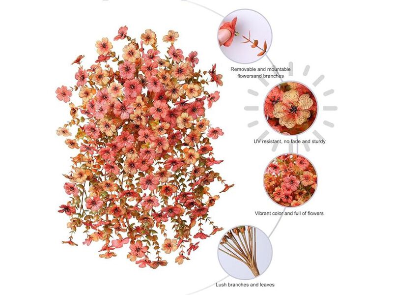 2-Pack Artificial Fall Mums & Daisies &ndash; UV-Resistant Outdoor Vines with Eucalyptus for Porch, Patio & Planters