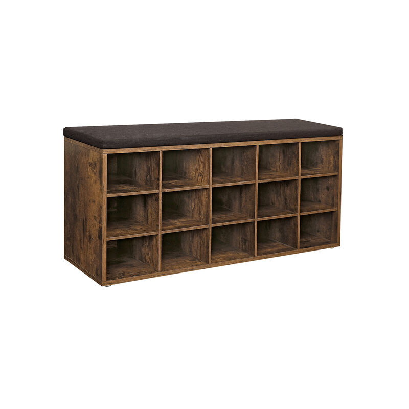 Shoe Bench with Cushion - 15-Cube Storage Bench for Entryway Organization