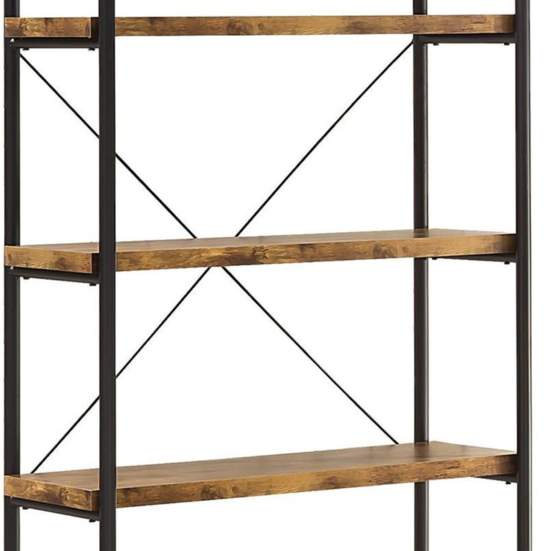 Rustically designed Bookcase With 4 Open Shelves-Benzara