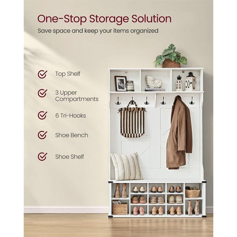 Hall Tree with Bench and Shoe Storage image number 2