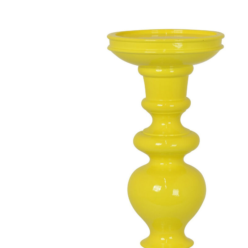 Meo Tabletop D&eacute;cor Candle Holder, Sculpted Turned Yellow Resin, 20 Inch image number 4
