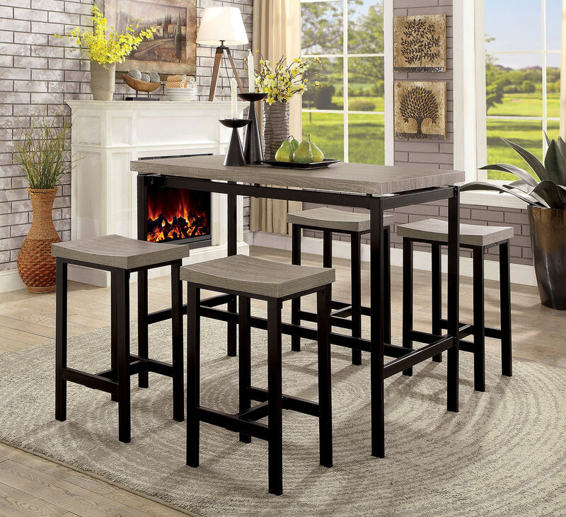 Streamdale 5 Piece Two Tone Counter Height Dining Table Set