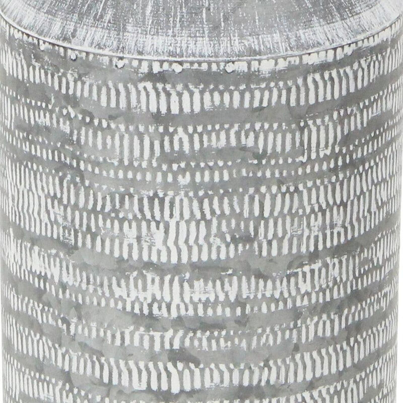 HomeRoots 10" Gray Galvanized Metal Geometric Patterned Jug Vase image number 3