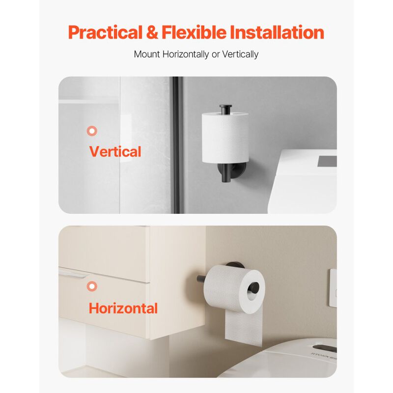 Wall Mount Toilet Paper Holder for Mega Rolls, Rust-Resistant Stainless Steel, Matte Black image number 5