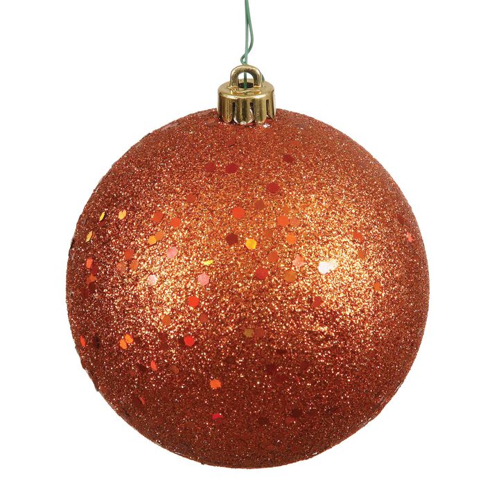 Vickerman 6" Burnished Orange Sequin Ball Ornament, 4 per Bag