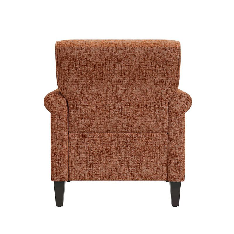 HL Home Furnishings Jean Rolled Armchairs with Nailheads in Orange Chenille