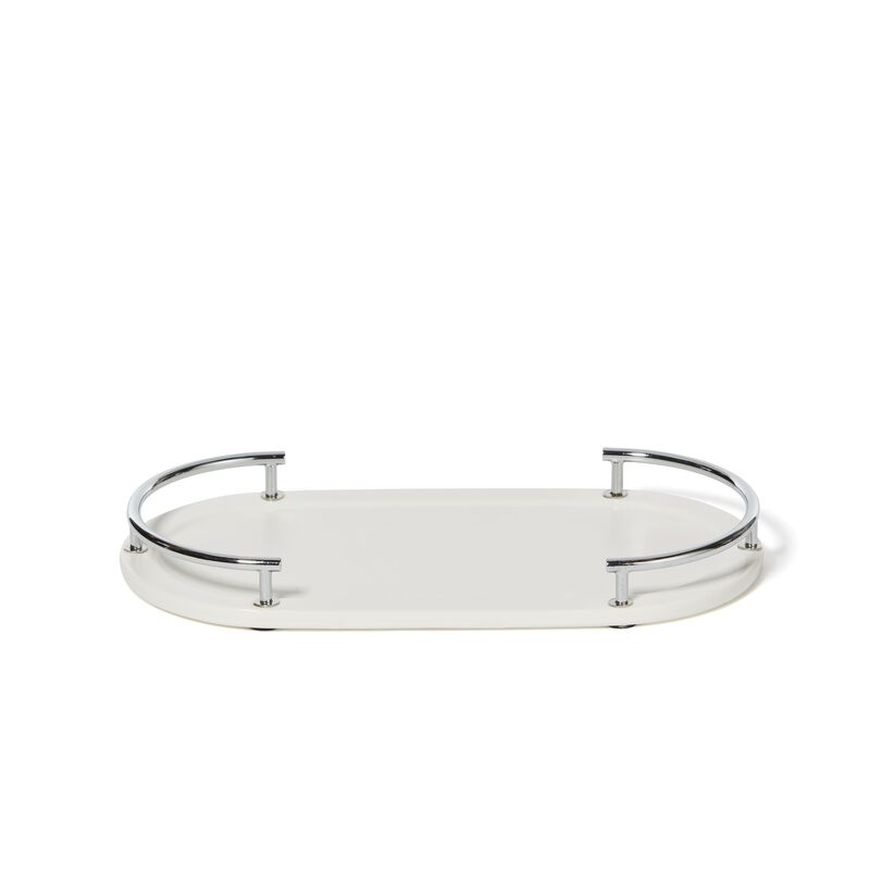 Dubai Amenity Tray ceramic (shiny stainless steel trim)