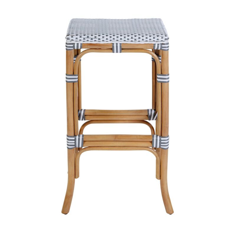 Butler Specialty Laguna 30.5 in. Seat Height Rectangular Rattan Backless Bar Stool White and Navy image number 3
