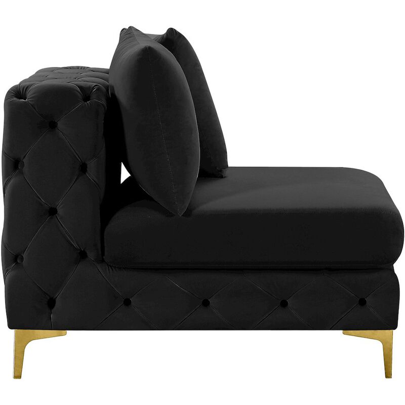 Meridian Furniture Tremblay Black Velvet Armless Chair