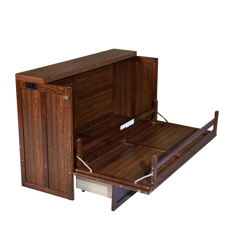 Whisen Queen Murphy Bed Cabinet with Storage Drawer, Charging Station, and USB Port image number 7