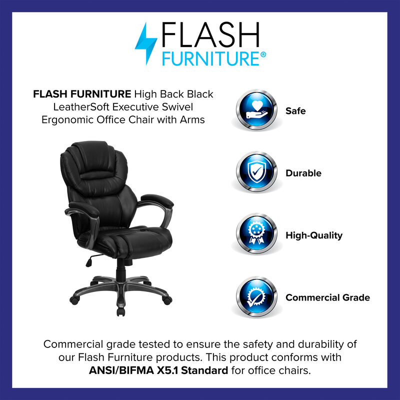 Stella High Back Brown LeatherSoft Executive Swivel Ergonomic Office Chair with Arms image number 9