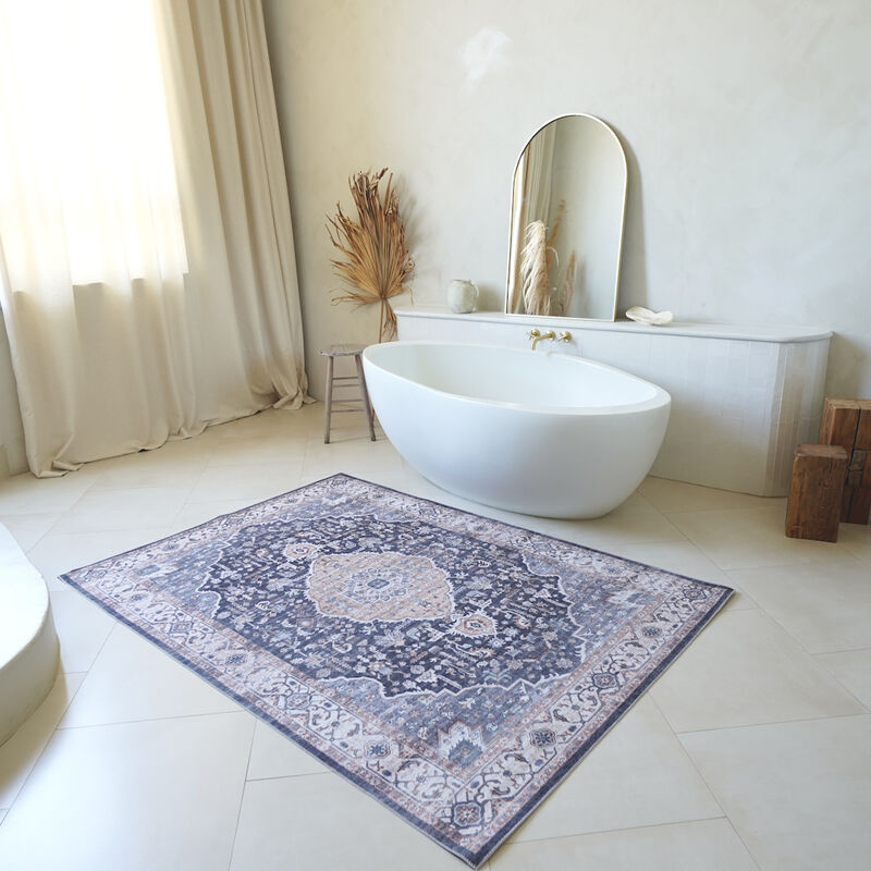 Rug Branch Lina Traditional Vintage Medallion Blue Beige Indoor Area Rug