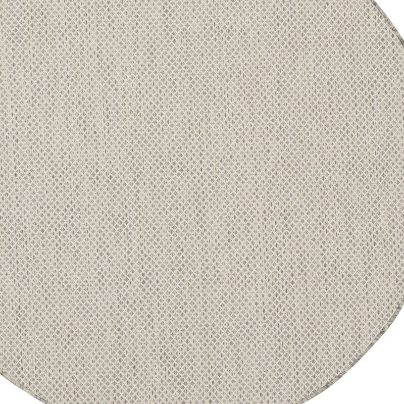 HomeRoots 5' Ivory And Silver Round Geometric Indoor Outdoor Area Rug image number 2