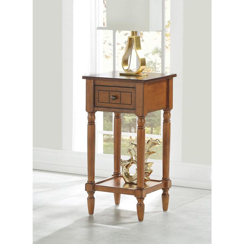 Convience Concept, Inc. French Country Khloe 1 Drawer Accent Table with Shelf Walnut