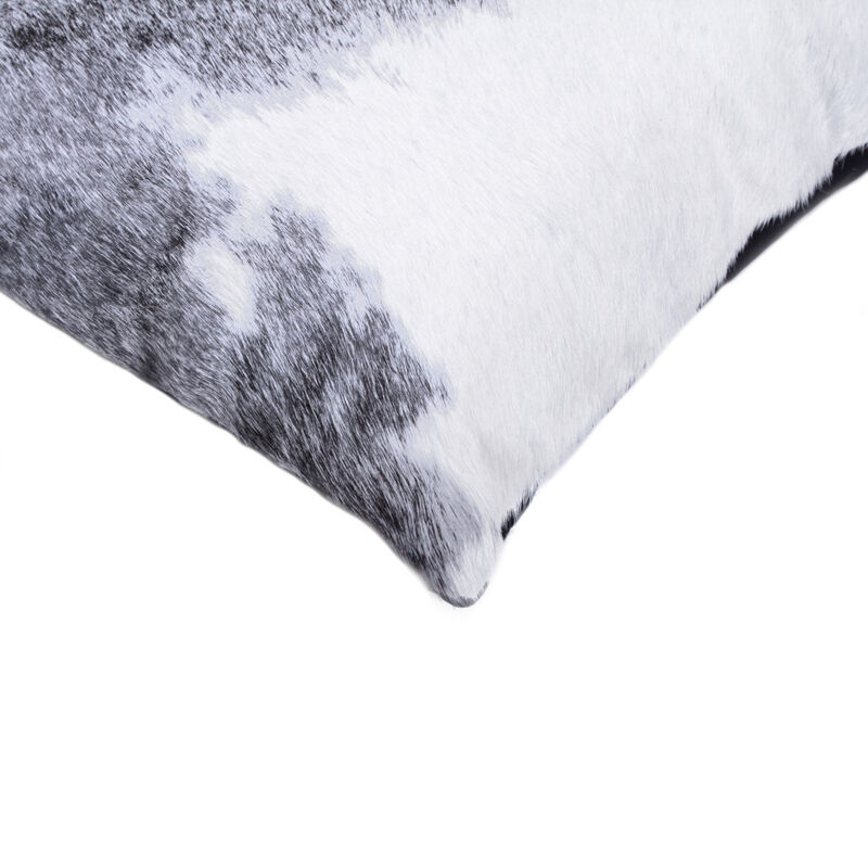 HomeRoots 18" Gray and White Cowhide Throw Pillow image number 2