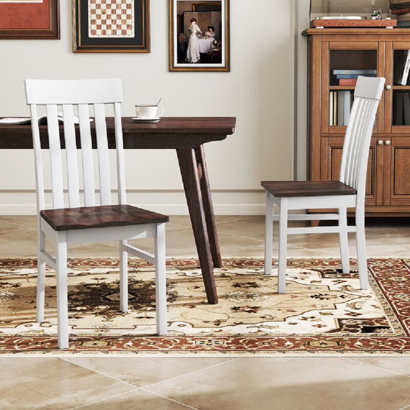 Kitchen Dining Chairs Set of 2, Armless Chairs with Slatted High Backrests image number 4