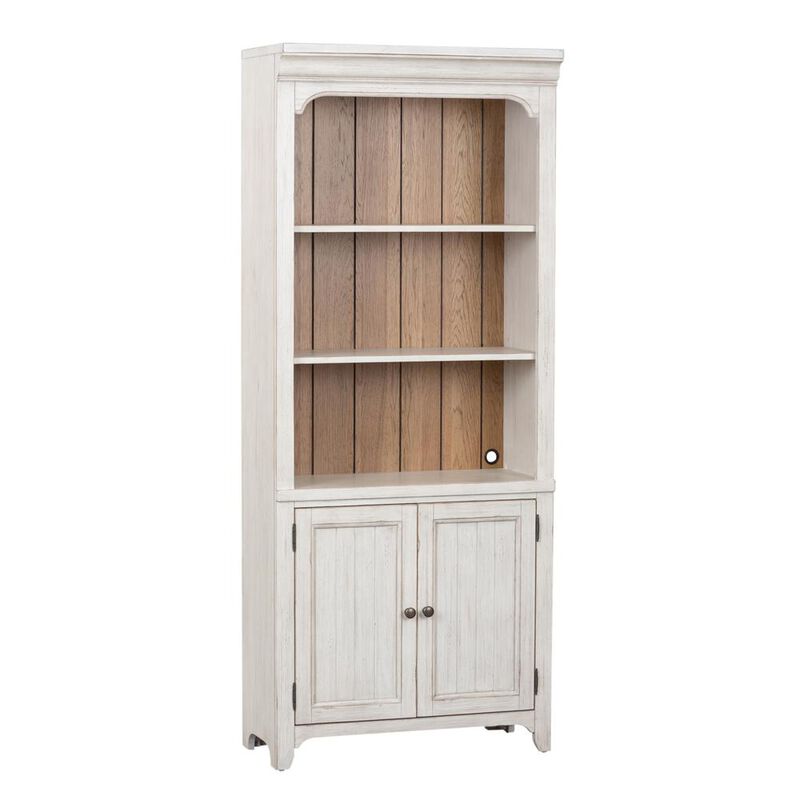 Liberty Furniture Farmhouse Reimagined Bookcase in Antique White w/ Chestnut Top image number 0