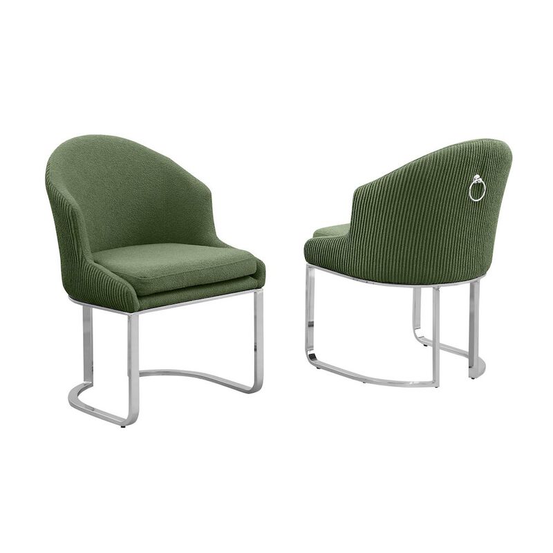 Best Quality Furniture Green With Silver Side Chairs. Set Of Two