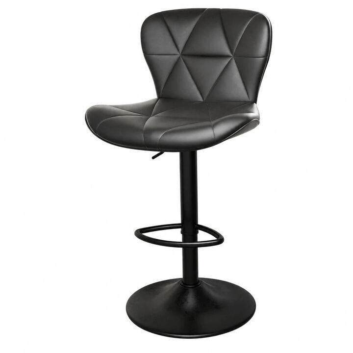 Faux Leather Swivel Bar Stools Set of 2, Adjustable Counter Height Kitchen Chairs, Iron Frame High Backrest 360&deg; Barstools for Kitchen Counter, Outdoor