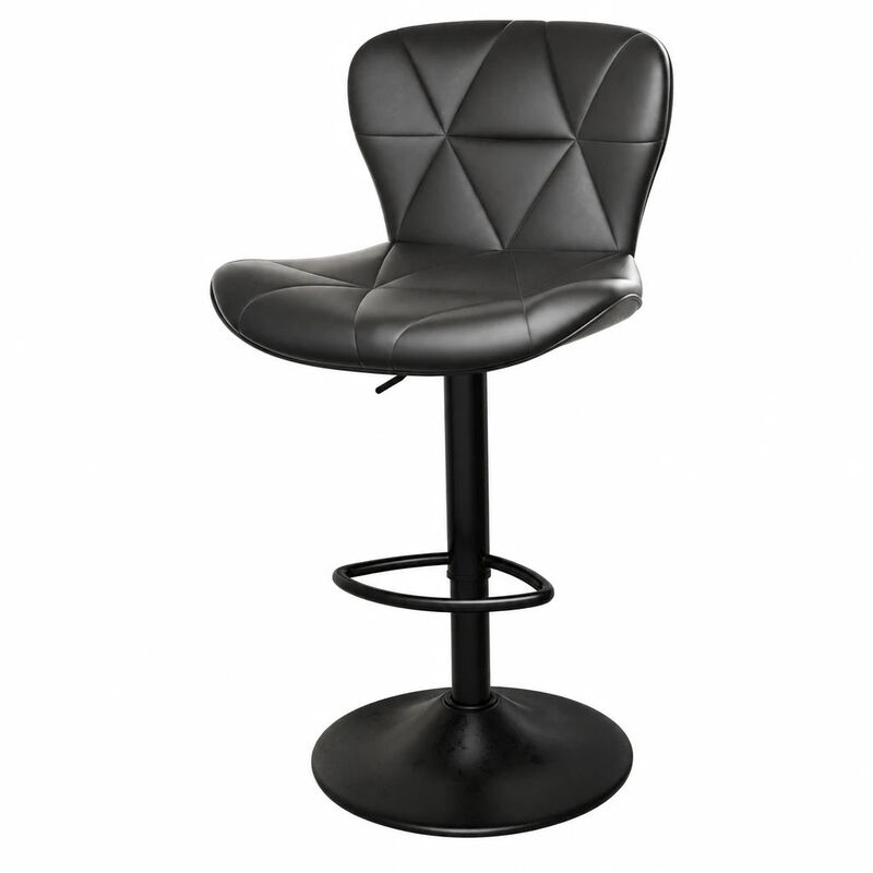 Faux Leather Swivel Bar Stools Set of 2, Adjustable Counter Height Kitchen Chairs, Iron Frame High Backrest 360&deg; Barstools for Kitchen Counter, Outdoor image number 0