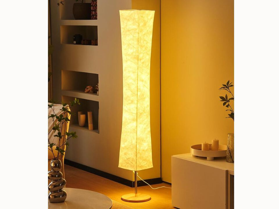 Soft Light Floor Lamp – 58" Tall, Tyvek Shade, Remote-Controlled, 3-Color LED