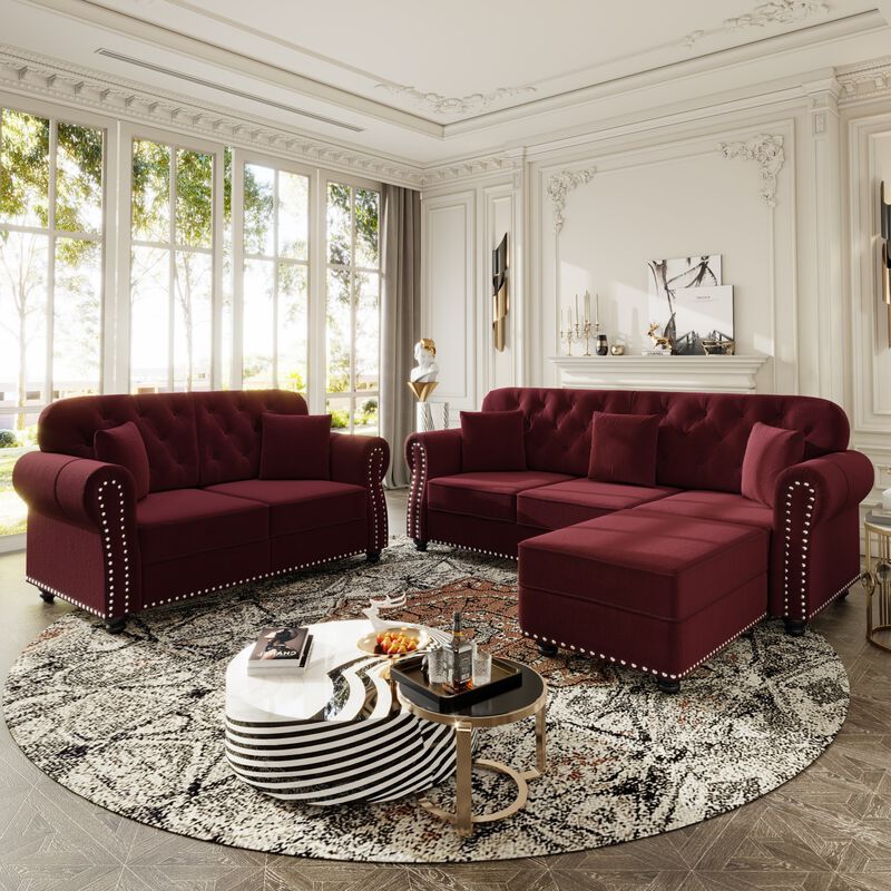 Takcaf Chesterfield Sofa Set image number 2
