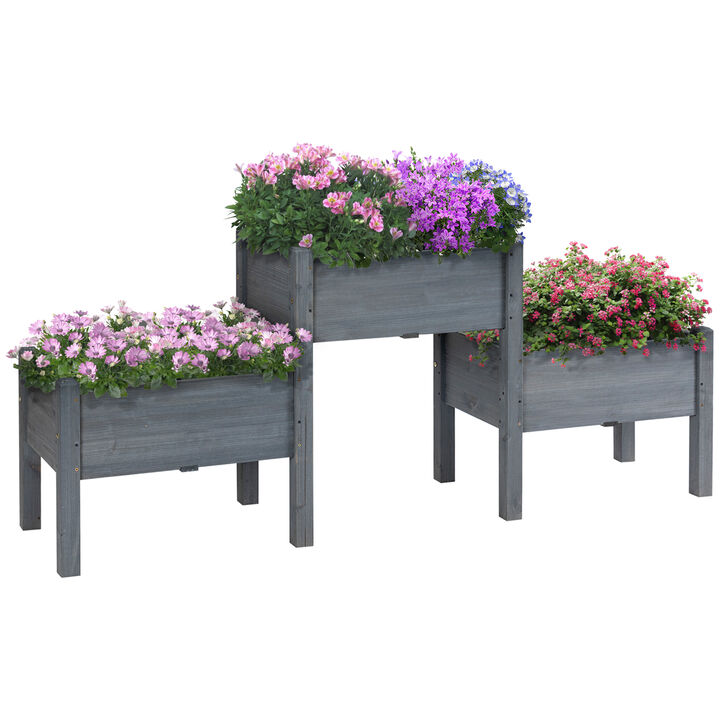 Hivvago 3-Planter Raised Garden Bed for Flowers, Herbs, and Vegetables
