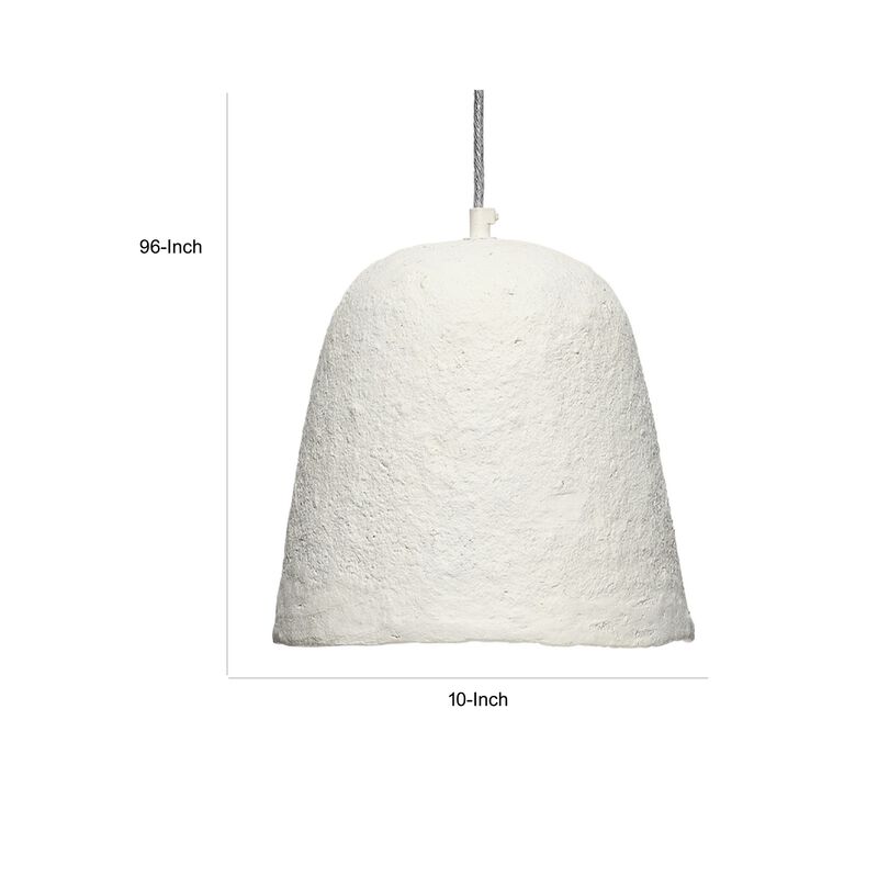 Zoe 96 Inch Pendant Chandelier, Modern Bell Shape Paper Mache, Beige - Benzara image number 4