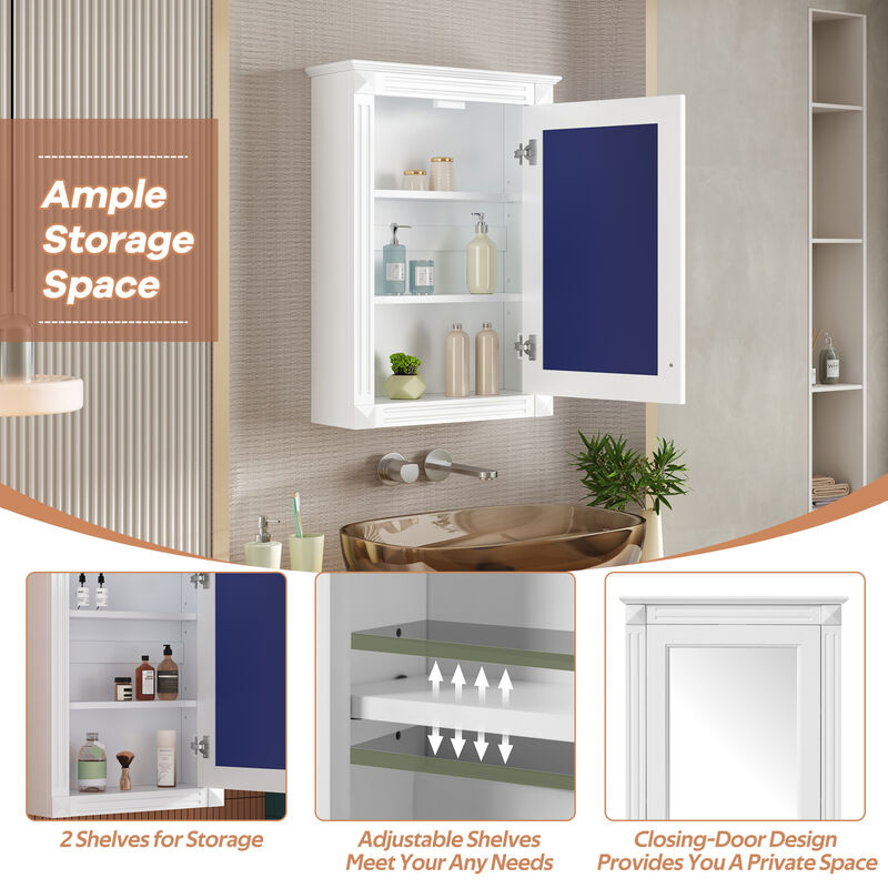 ELEMENT ACE 20 Inch Wall Mounted Bathroom Storage Cabinet with Mirror and Adjustable Shelves - Modern Space Saving Medicine Cabinet image number 7