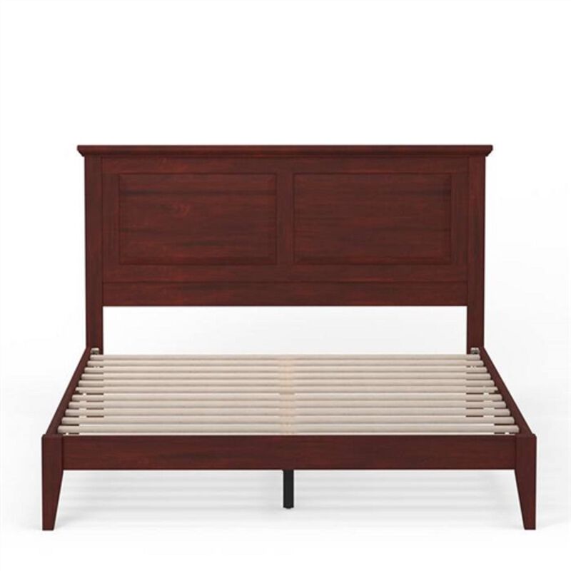 Classic Solid Oak Platform Bed – Sturdy Wooden Frame with Traditional Headboard