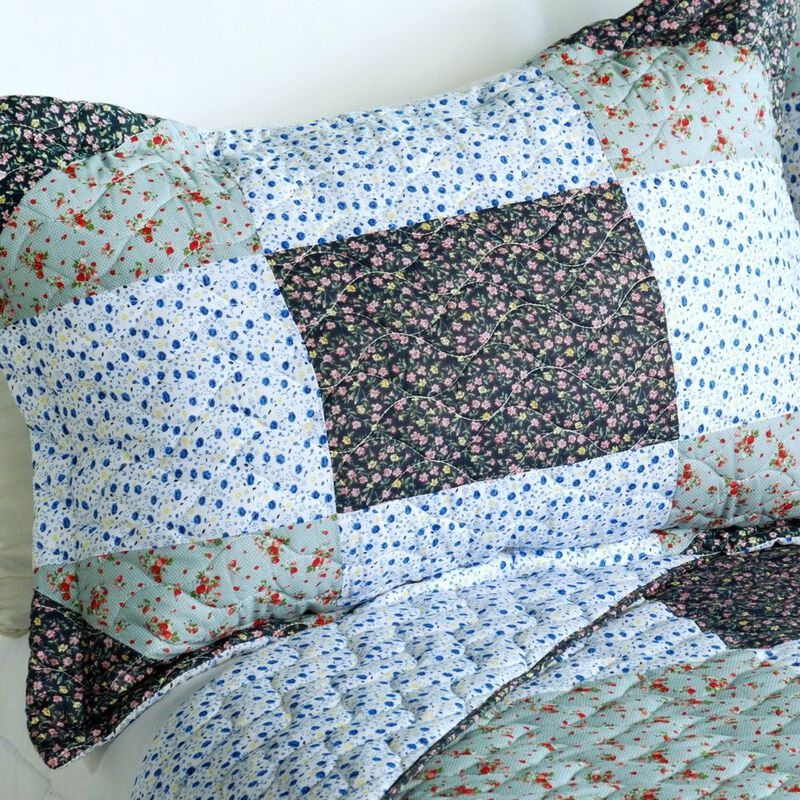 Simple Life Queen Cotton Quilt Set with Soft Quilted Patchwork Design image number 3