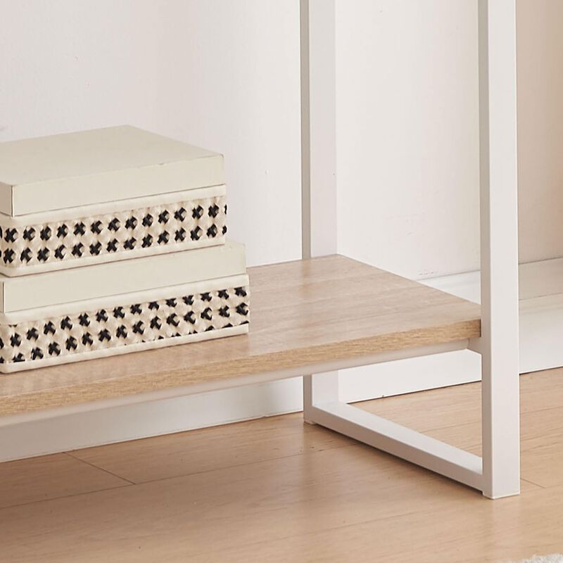 Kings Brand Furniture Harley Console Table for Living Room, Foyer, Corridor & Office (White Frame and Light Brown Panel)