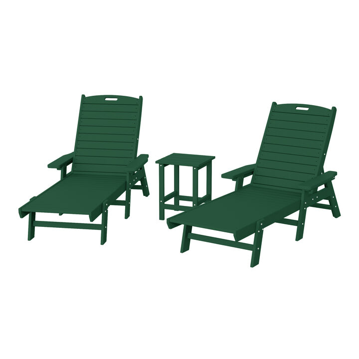 WestinTrends Poly Reclining Chaise Lounge Set With Table