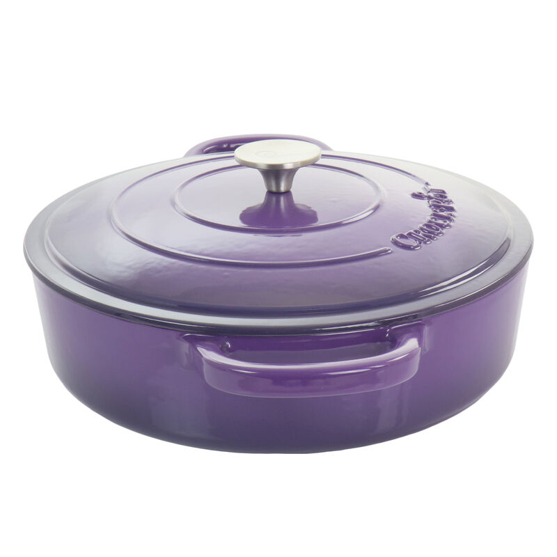 Crock-Pot Artisan 2 Piece 5 Quart Enameled Cast Iron Braiser with Lid in Lavender