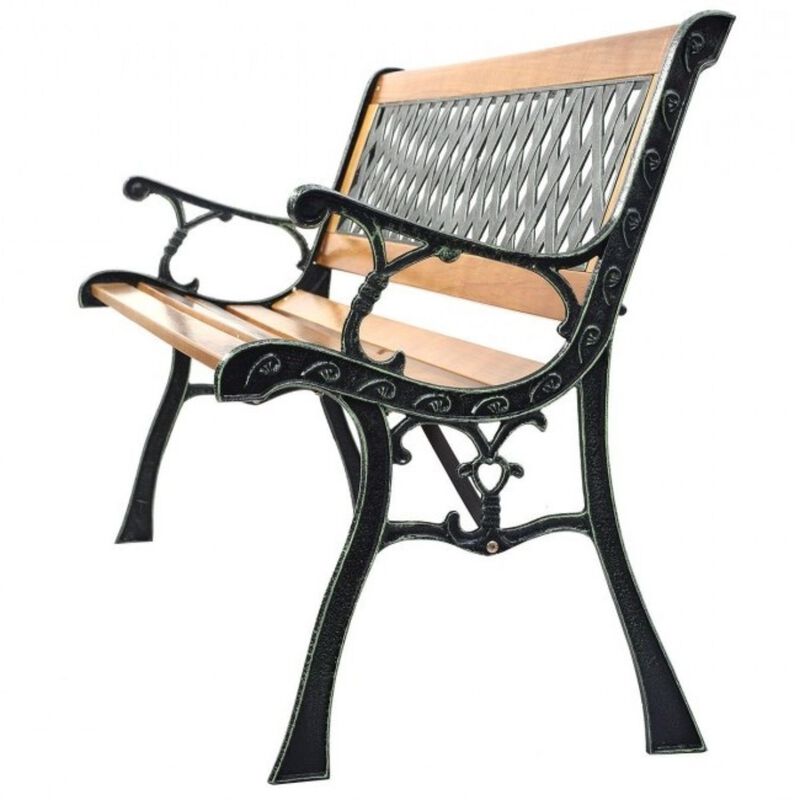 Hivvago FarmHome Outdoor Patio Park Cast Iron Garden Porch Chair Bench