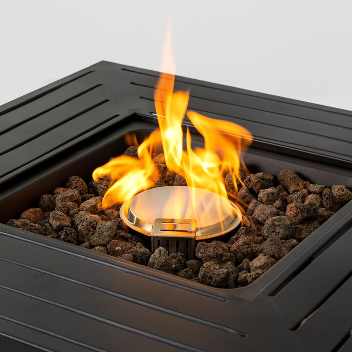 Mondawe 28-Inch Black 50,000 BTU Iron Square Propane Fire Pit Table