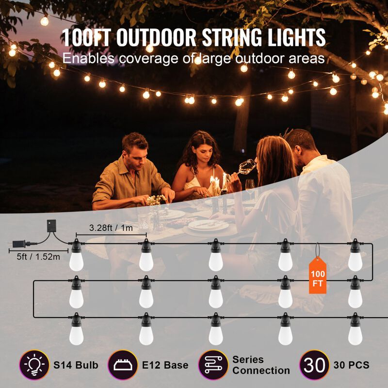 Outdoor String Lights with APP Control, 30 Bulbs, Dimmable Patio Lights, Waterproof image number 4